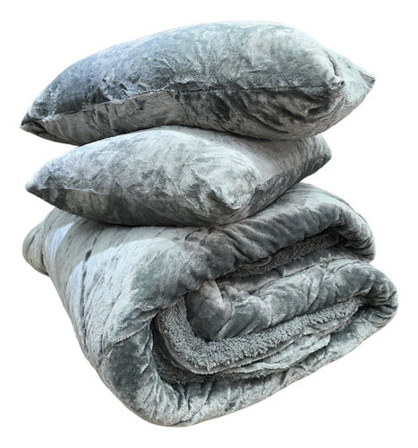 Cacharel Flannel Comforter with Sherpa Queen 2 1/2p 3