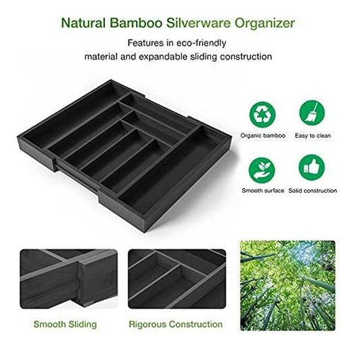 Pipishell Expandable Bamboo Drawer Organizer for Utensils 1