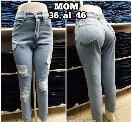 Women's Rigid Mom Jeans With Rips Sizes 36 To 46 1