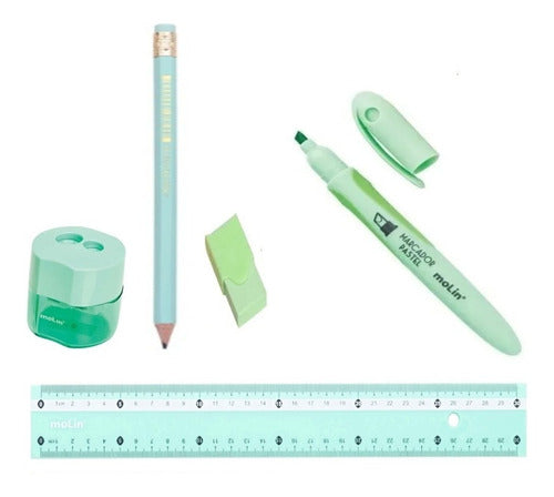 Kit Escolar Lápis Hb Verde Claro Escritório Pastel Molin 0