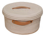 Cotton Basket with Leather Handle and Lid 1