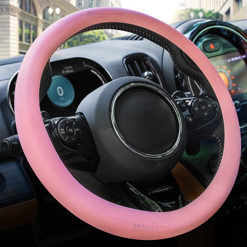 Pink Silicone Steering Wheel Cover + Belts + Gear Lever for Women 3