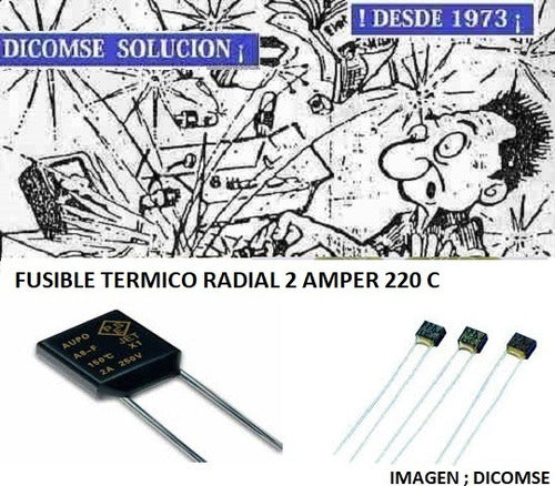 Fusible Termico 2A 250VAC 105ºC Radial P=5mm 0