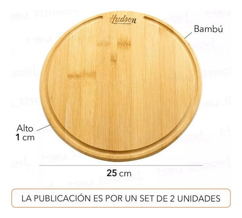 Hudson Set X2 Round Bamboo Platter for Barbecue and Appetizers 2