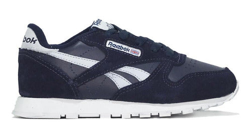 Reebok Classic Leather Kids Nvy-Gry-Wt 0