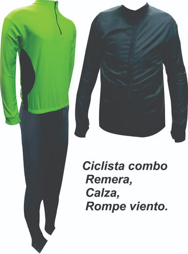 Cyclist Long Combo - Shirt, Leggings, Windbreaker 0
