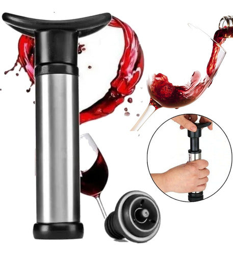 Home Love Vacuum Pump Wine Bottle + 2 Stainless Steel Air Stopper XL 0