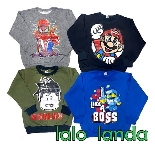 Lalo Landa Buzo Estampado Friza Personajes Solo Saldos T4 - Pack X 3 3