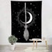 HVEST Witch's Broom Moon Tapestry Wall Hanging Black And 1