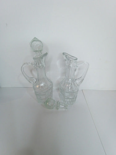 Generic Vintage Glass Oil and Vinegar Set with Salt and Pepper Shakers 6