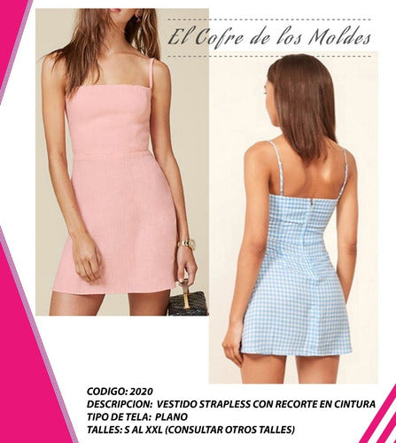 Molde Digital Vestido Evase Recorte Cintura Pack 5 Talles! 1