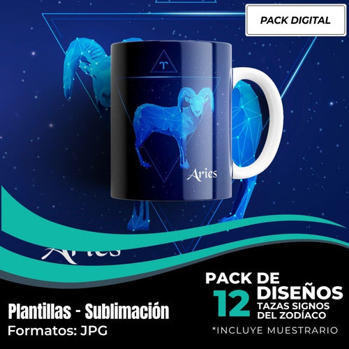 Diseños Plantillas Para Tazas Signos Zodiaco Sublimar M10 0