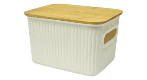 LDN Bamboo Lid Plastic Box 16x12x10 Cm 0