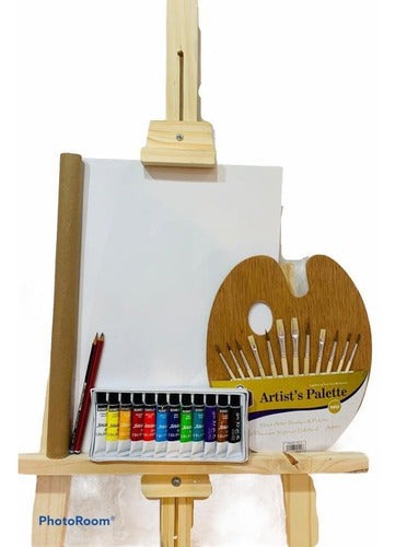 Tio Pocho Arte Kit De Arte Para Niños Atril 70cm 40 Hojas Acrilico Pinceles 0