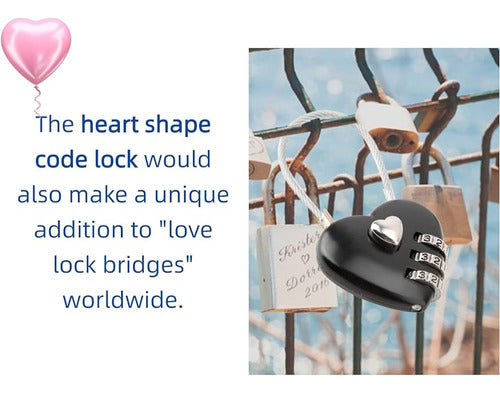 Rosojodg Mini Compact Heart-shaped Black Code Lock 1