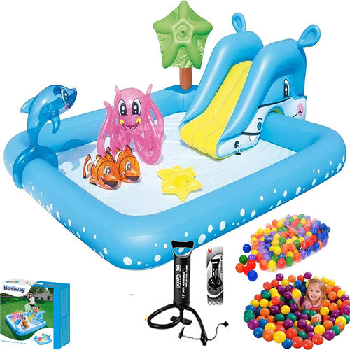 Inflatable Ball Pit Water Play Center with Slide - Nemo + 100 Balls 0