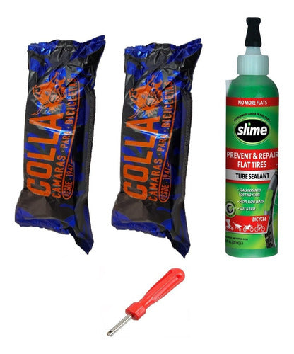 Slime - Colla 26" Bicycle Inner Tubes Set with Slime Sealant and Valve Tool 0