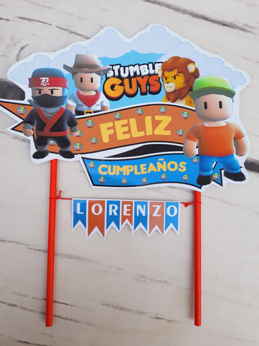 40 Bolsitas + Adorno De Torta Stumble Guys Personalizado 3