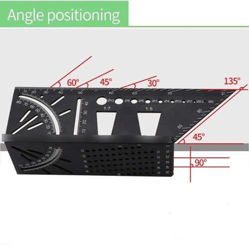 Ruhlmann Escuadra Regla Multifuncional Carpintero 45° 90 0