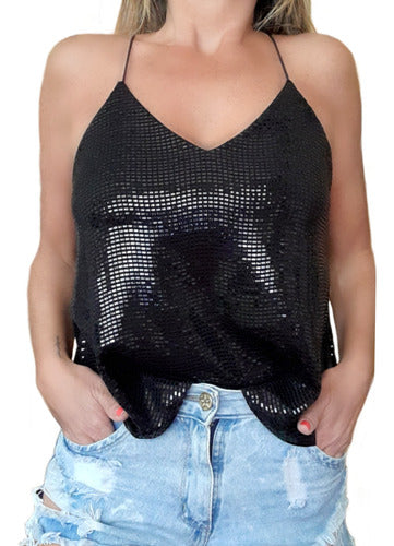 Amores Unicos Top Musculosa Elastizada Brillo Glitter Con Bretel 0