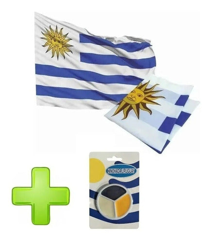 Bandera De Uruguay Oficial 90 X 150 Cm + Pintura Maquillaje 0