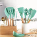 Set Utensilios Cocina Silicona 12 P Madera Verde/gris 5