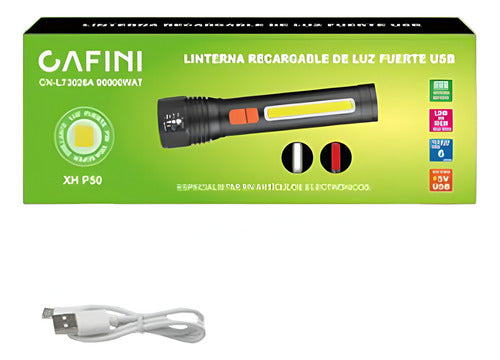 Cafini Linterna Recarcable Led P50 + Cob Gran Potencia 3