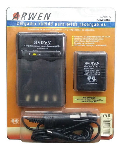 Cargador 4 Pilas Aaa Aa Rapido Con Adaptador Para Auto 2