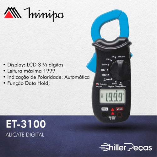 Mini Alicate Amperimetro Profissional 200a Et-3100 - Minipa 2