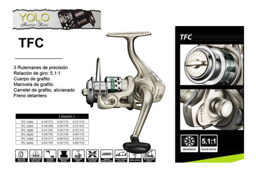 Yolo TFC 1000 Front Brake Spinning Reel with 3 Ball Bearings 1