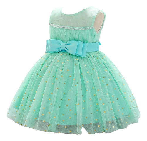 Beedité Vestido Fiesta Falda Corazones Dorados Bebés Niñas 0