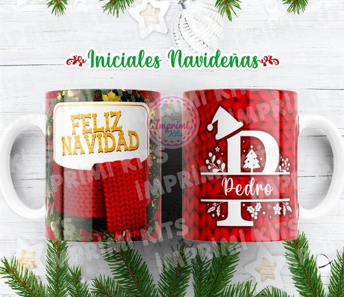 Diseños Navidad Tazas Alfabeto Diseño Sublimar Rojo #tn06 7