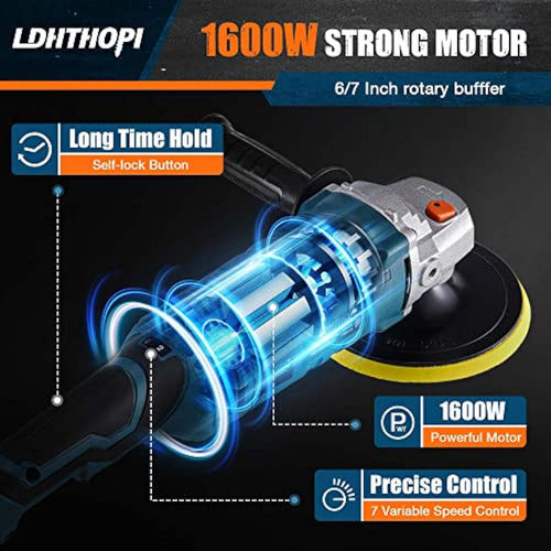 LDHTHOPI Polisher Buffer, 1600 W, 7 Inches/6 1