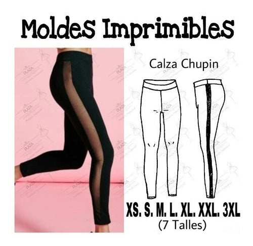 Plaza Moldes Patrones Imprimibles Calza Leggins Corte XS Al 3XL 2