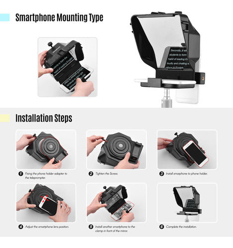 P. Andoer Portátil Smartphone Teleprompter Prompter Com 1