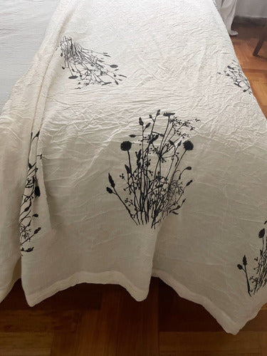 Queen Size Cotton Gauze Throw Bedspread with Málaga Print 14