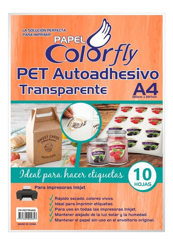 Papel Pet Transparente  A4 10 Hojas Ideal Vidrios Ceramica 0