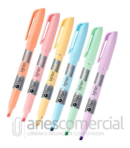 Filgo Pack of 6 Fine Pastel Fluorescent Highlighters Mix 2