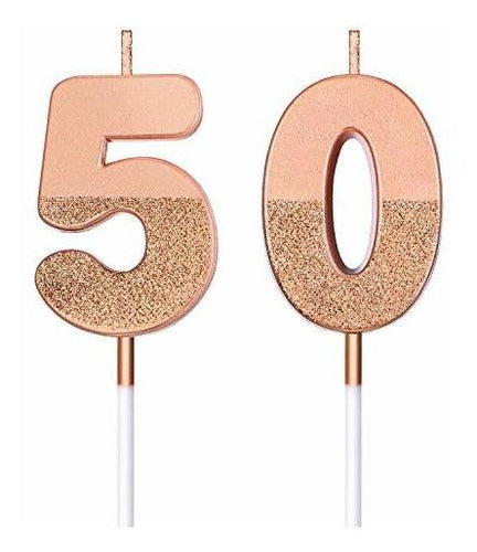 Bbto 50th Birthday Candles Glitter Cake Numeral Candles Deco 0