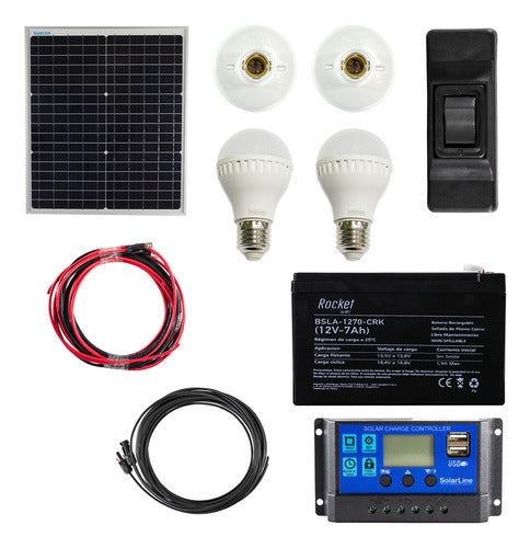 Solar Panel Kit for Charging Cellphones via USB and LED Lighting 20W20A 0