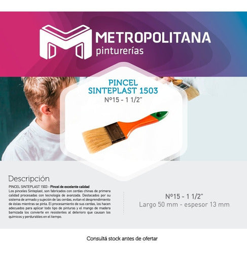 Sinteplast Paintbrush Series 1503 | Nº15 38mm Shipping! 1