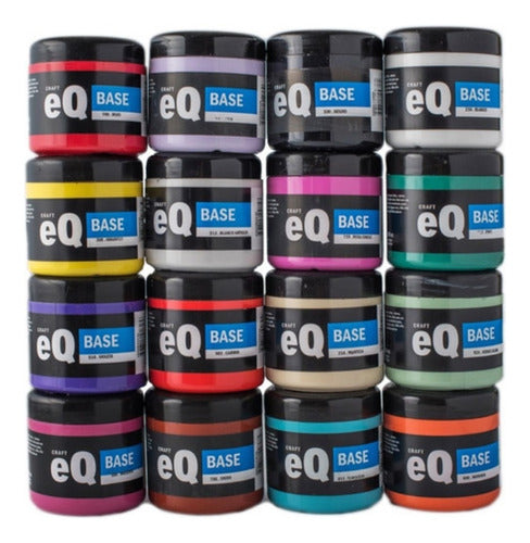 EQ Arte Acrylic Base Pot 200cc Pack of 10 Assorted Colors 0