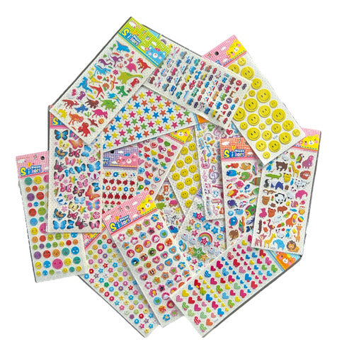 Stickers Con Relieve Caritas De Colores X 20 Planchas / M11 2