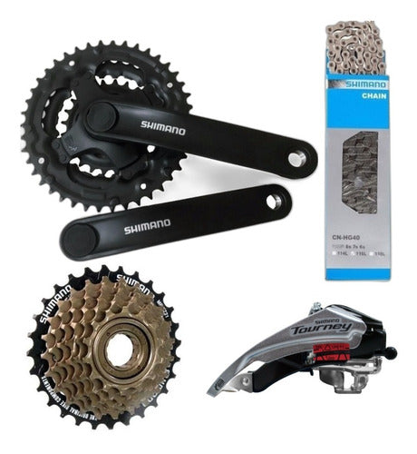 Kit Transmisión Shimano 21v Piñon+platos+descarrilador+caden 0