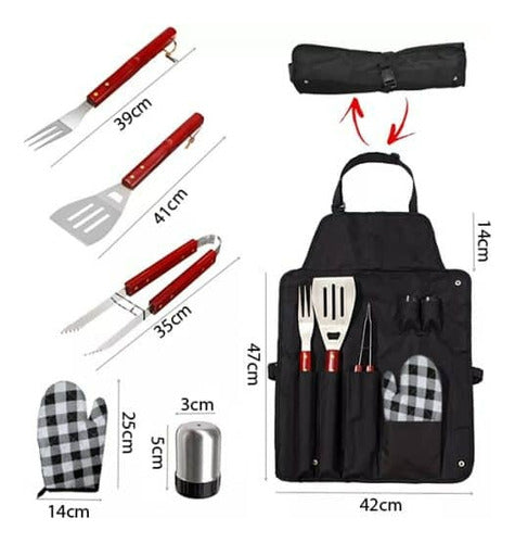 Purare Home Set De Utensilios Parrilla Barbacoa 8piezas Madera + Ac Inox 3