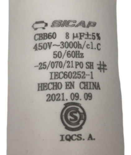 Capacitor De Arranque De 8 Mf 450v 1