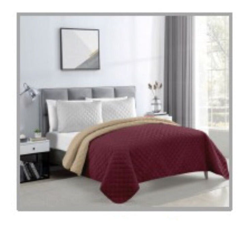 Reversible Quilted Bedspread 1 1/2 Plaza with Pillowcase 1