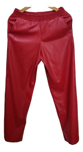 STRIVEN Red Faux Leather Straight Pants Size 4 2