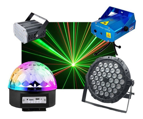 Electrocenter Combo Led Dj Party Lights Ball + Proton 36 + Laser + Flash 0