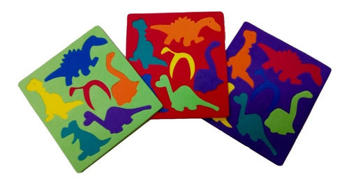Dinosaur Puzzle Set in Eva Foam - Interlocking Dinosaurs Troquelito 0